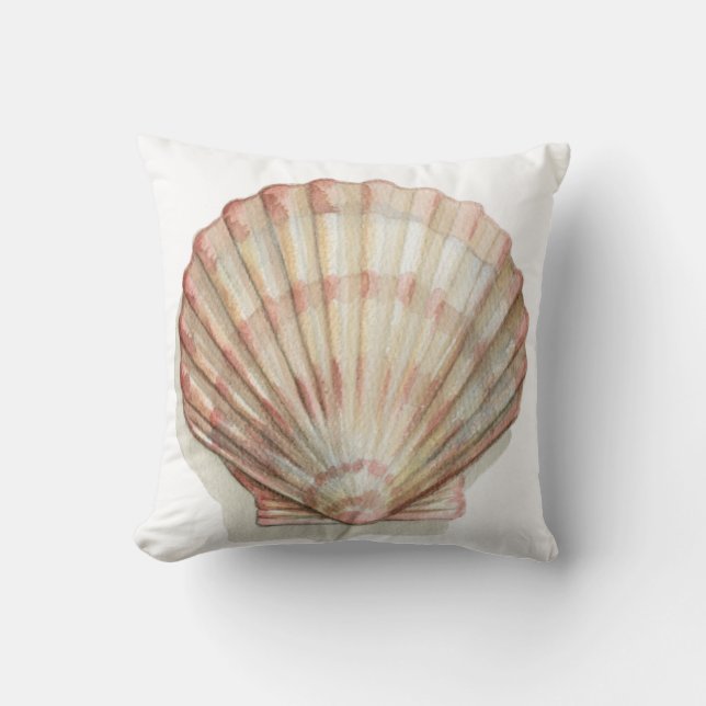 Pink and Cream Seashell Throw Pillow (Front)