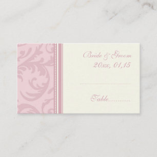 Pink and Cream Wedding Table Place Setting Cards