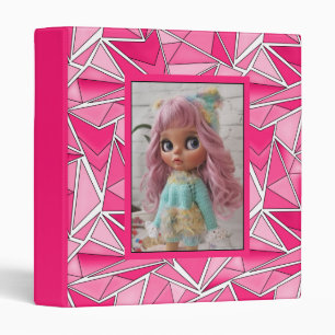 Pink and crimson geometric shapes pattern modern binder