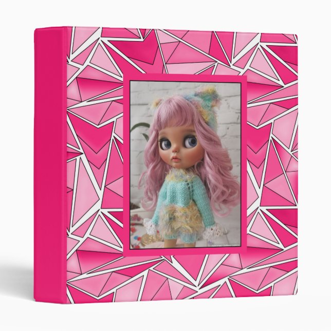 Pink and crimson geometric shapes pattern modern binder (Front/Spine)