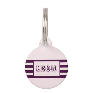 Pink and Crimson Red Line Personalized Pet ID Tag