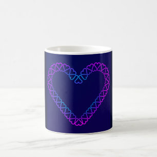 Pink and cyan hearts on mug