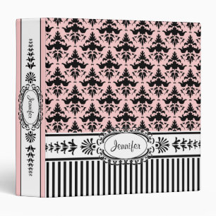 Pink and Damask French Bride's Notebook Binder