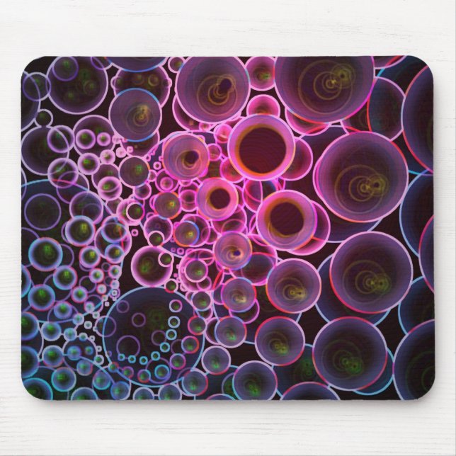 Pink and Dark Abstract Circles Art Mouse Pad (Front)