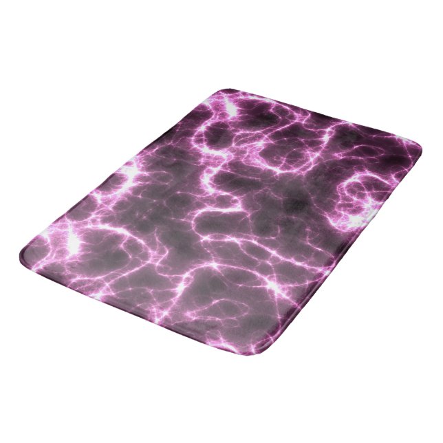 Pink and Dark Purple Marble abstract Bath Mat (Angled)