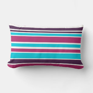 Pink And Dark Purple Violet Striped  Lumbar Pillow