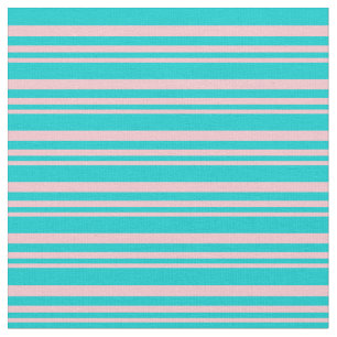Pink and Dark Turquoise Coloured Lines Fabric