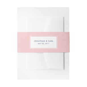 Pink and Denim Blue, Elegant Wedding Invitation Belly Band