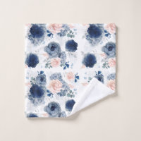 Pink and Dusty Blue Flowers Elegant Floral