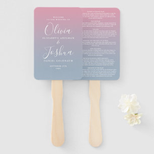 Pink And Dusty Blue Ombre Jewish Wedding Hand Fan