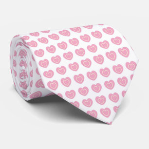 Pink and Ecru Stripe Heart Tie for Valentine's Day