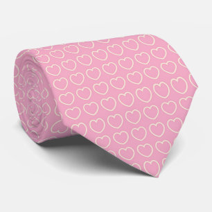 Pink and Ecru Stripe Heart Tie for Valentine's Day