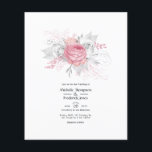 Pink and Faux Foil Silver Floral Wedding Flyer<br><div class="desc">Pink and silver rose-themed wedding invitation with chevron reverse customizable to your event specifics. Envelopes are not included. For thicker invitations with envelopes included and matching products on the same theme please see the collection below.</div>