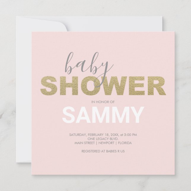 Pink and Faux Gold Baby Shower (Front)