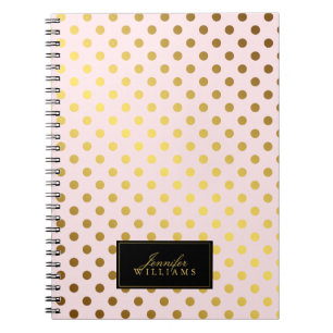 Pink and Faux Gold Foil Polka Dots Notebook