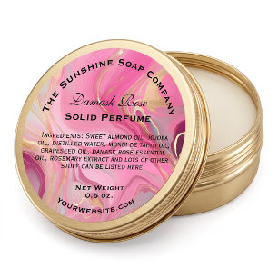 Pink and Faux Gold Marble Solid Perfume Label