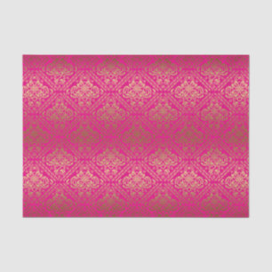 Pink And Faux Metallic Gold Floral Damasks Tissue Paper