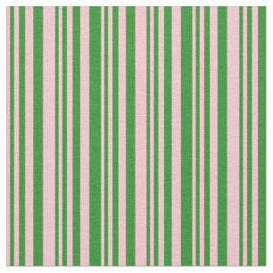 Pink and Forest Green Coloured Lined Pattern Fabric