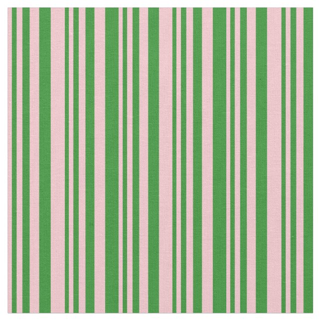 Pink and Forest Green Coloured Lined Pattern Fabric (Close Up)