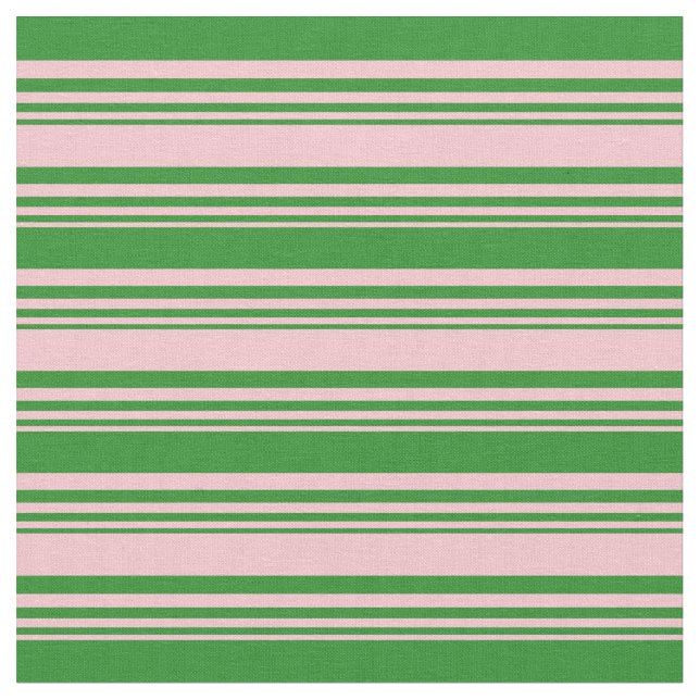 Pink and Forest Green Coloured Stripes Fabric (Close Up)