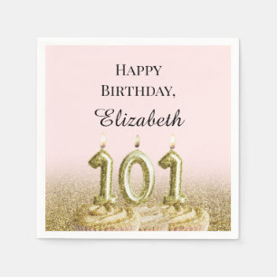 Pink and Gold 101st Birthday Napkins