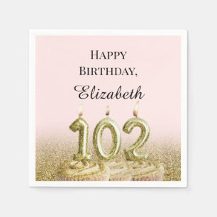 Pink and Gold 102nd Birthday Napkins