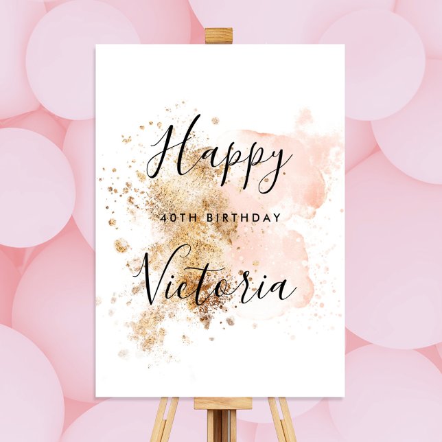 Pink And Gold 40th Birthday Party Welcome Sign  (Creator Uploaded)