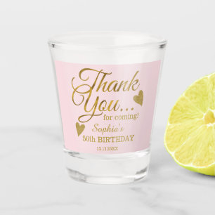 Pink And Gold 50th Birthday Thank You Party Favors Shot Glass