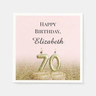 Pink and Gold 70th Birthday Napkins