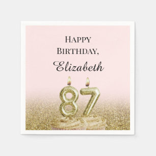 Pink and Gold 87th Birthday Napkins