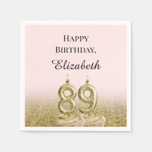 Pink and Gold 89th Birthday Napkins