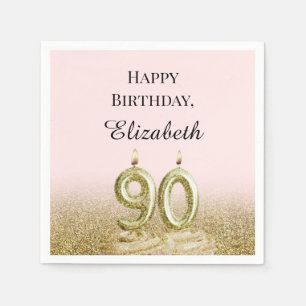 Pink and Gold 90th Birthday Napkins
