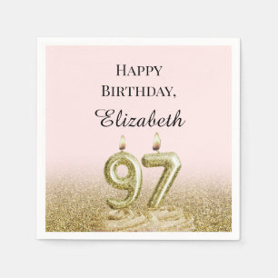 Pink and Gold 97th Birthday Napkins