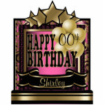 Pink and Gold Abstract Happy 00th Birthday Standing Photo Sculpture<br><div class="desc">Table Topper Cutout. ⭐This Product is 100% Customizable. Graphics and / or text can be added, deleted, moved, resized, changed around, rotated, etc... 99% of my designs in my store are done in layers. This makes it easy for you to resize and move the graphics and text around so that...</div>