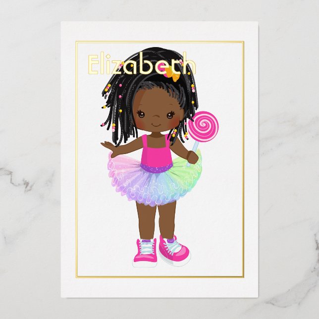 Pink and Gold African American Candy Tutu Birthday (Front)
