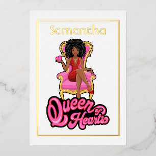 Pink and Gold Afro Anniversaire Foil Invitation