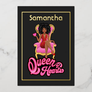 Pink and Gold Afro Birthday Party Foil Invitation