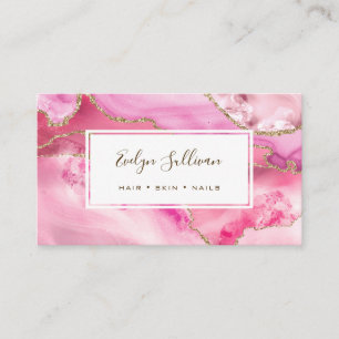 pink and gold agate business card
