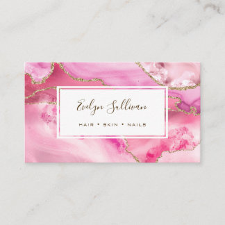pink and gold agate business card