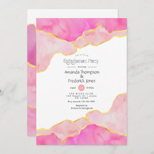 Pink and Gold Agate Engagement Party Invitation