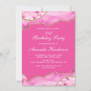 Pink and Gold Agate Marble Invitation