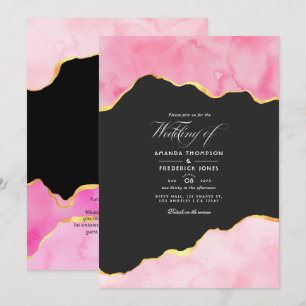 Pink and Gold Agate Wedding Invitation