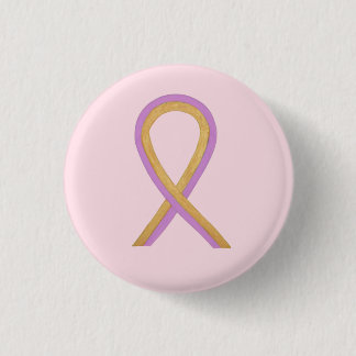 Pink and Gold Awareness Ribbon Custom Button Pins