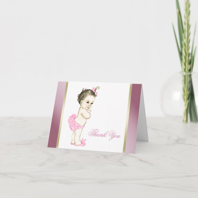 Pink and Gold Baby Girl Thank You (Front)