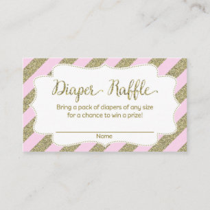 Pink and Gold Baby Shower Diaper Raffle Ticket Enclosure Card