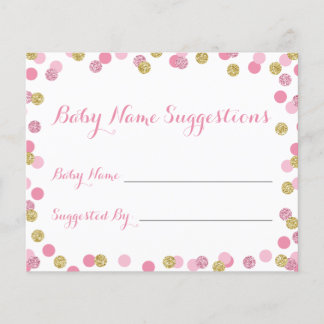 Pink and Gold Baby Shower Name Suggestion Cards
