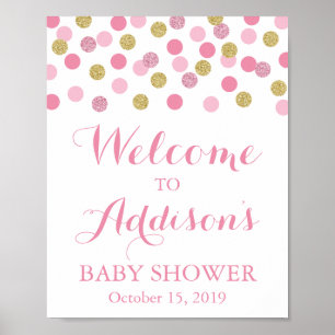 Pink and Gold Baby Shower Welcome Sign Poster