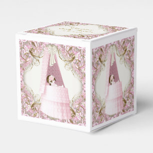 Pink and Gold Bassinet Baby Shower Favor Box