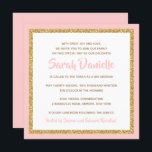 Pink and Gold Bat Mitzvah Invitation<br><div class="desc">This trendy Bat Mitzvah invitation features sparkling faux glitter layered against a solid colour background.  Use the template form to add your own information.  The "Customize" feature can be used to change the font style,  colour and layout.</div>