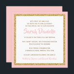 Pink and Gold Bat Mitzvah Invitation<br><div class="desc">This trendy Bat Mitzvah invitation features sparkling faux glitter layered against a solid colour background.  Use the template form to add your own information.  The "Customize" feature can be used to change the font style,  colour and layout.</div>